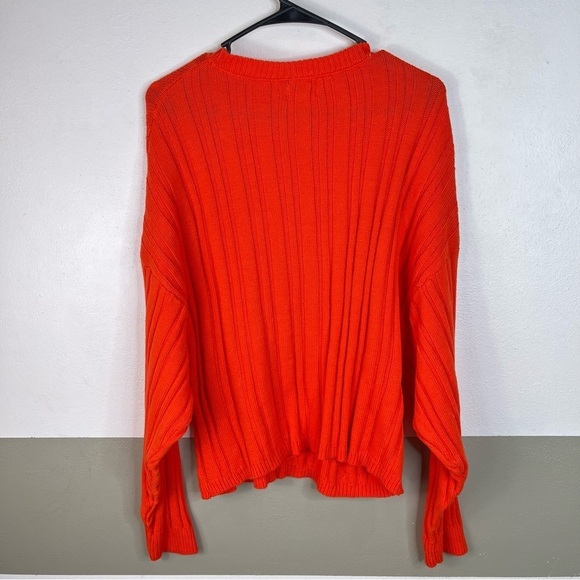 2/$25 Crown & Ivy Bright Orange Knit Woven Preppy Business Casual Sweater XL - Picture 3 of 14